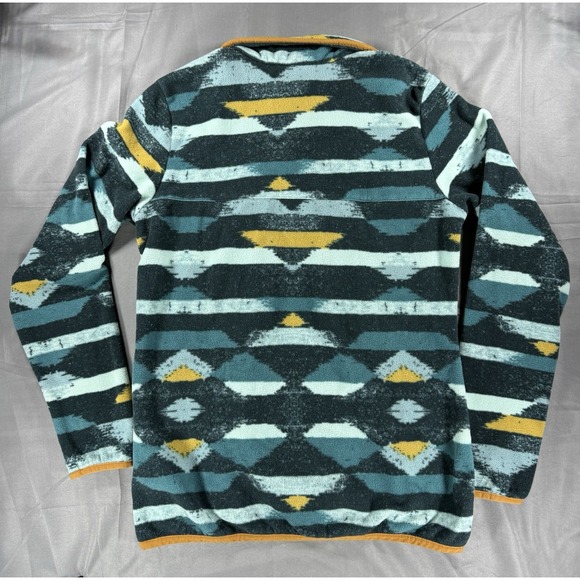Columbia Women's Medium Fleece Pullover Aztec Southwest Snap Collar Teal Mustard - Picture 2 of 11